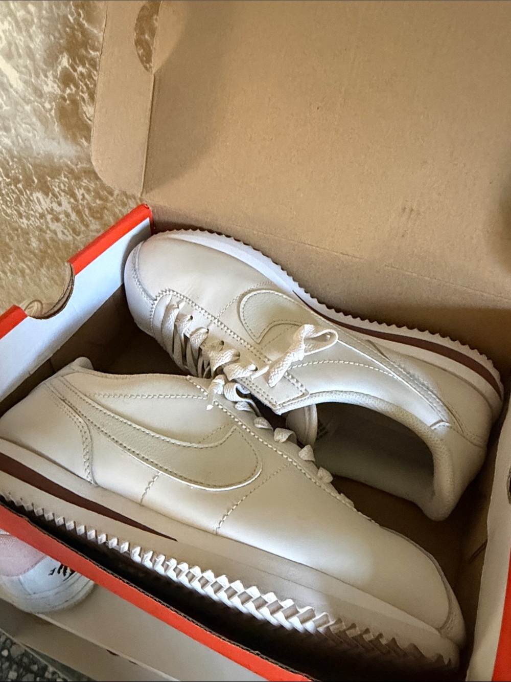 Nike Women’s Cortez Sneakers - White/Light Brown- size 6.5